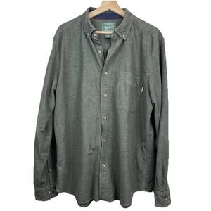 Woolrich Button Up Mens‎ Cotton Flannel Chamois Shirt Large Green Lumberjack